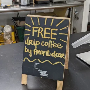 a free coffee sign