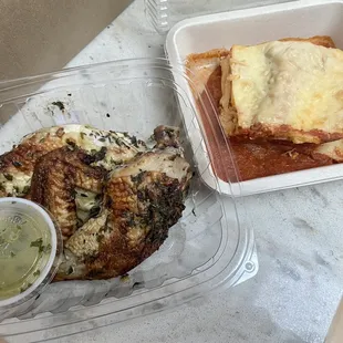 Roasted Half-Chicken and Lasagna from Two Local Girls