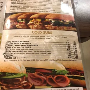menu, sandwiches