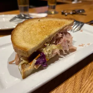Half a smoked turkey reuben.