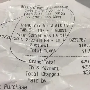 $20 bill for 2 sandwiches, 1 (extra super tiny size) small drink, 1 small (handful) of fries.