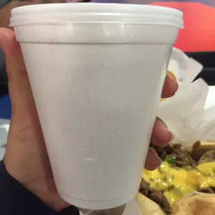 "Small" drink!  WTF?!? My hand size is extra small so you can imagine how ridiculously midget-sized this drink is. Cost: $1.59