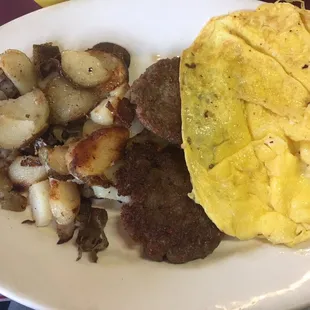 Home fries sausage eggs.