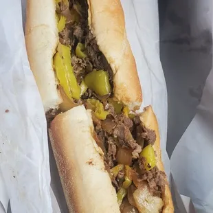 Cheesesteak Whiz wit. And hot peppers.