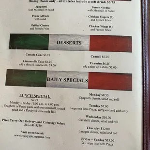 menu