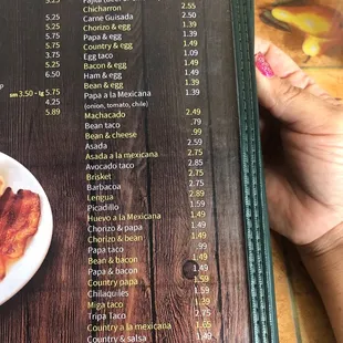 The important taco list