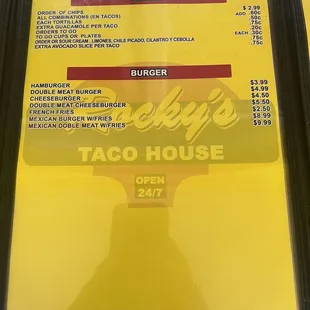 Updated menu
