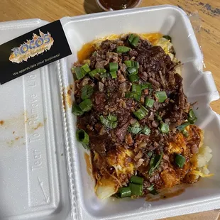 Chopped Beef Loaded bake potato  Exelent!