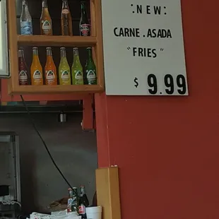 New item! Carne asada fries! And they don't skimp on the toppings!!