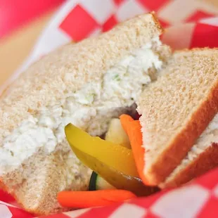 a sandwich in a basket