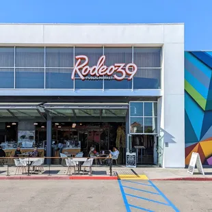 Outside, inside a huge parking plaza so lots of parking