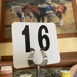 a table with a table number on it