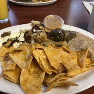 Chilequiles minus cheese (lactose intolerant)