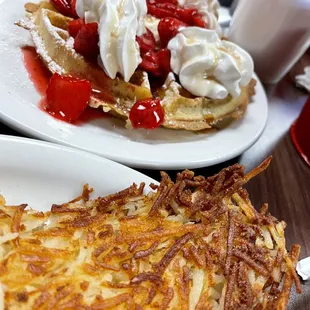 Strawberry Waffle and hasbrowns
