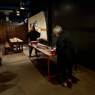 Beer pong and outdoor kitchen