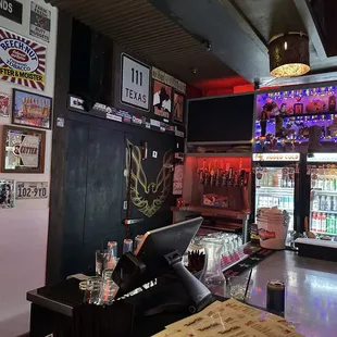 Indoor bar - love the decor they found for the entire bar! Fun, Texas dive vibes