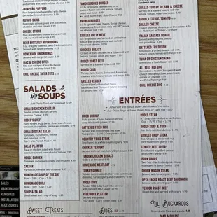 Dinner menu