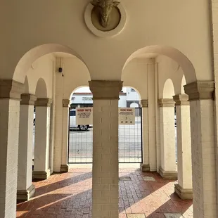 the entrance to a building