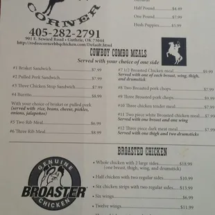 menu