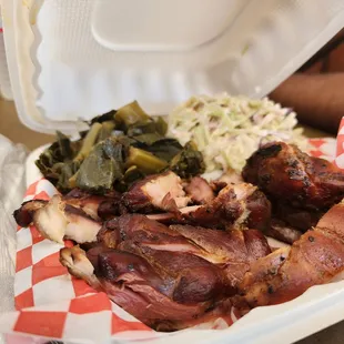 Smoked Chicken, Collard Greens and Slaw!!!
