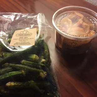 Personal faves -- dried okra and nectarines