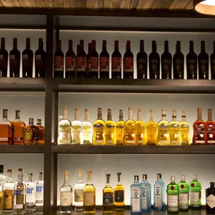 shelves of liquor