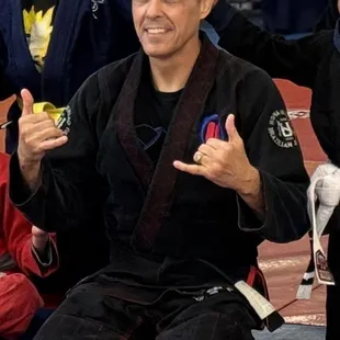 Mr. R with the kids after belt testing