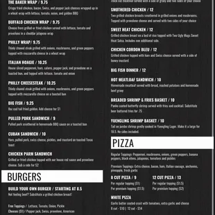 the menu for the restaurant