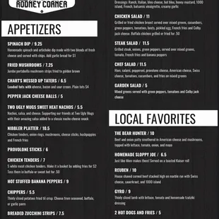 the menu for the restaurant