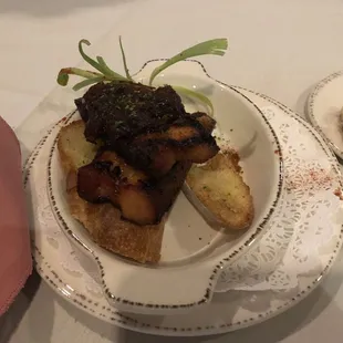 Appetizer special - bacon with tomato jam and crostini....