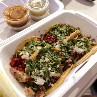 chorizo &amp; al pastor street tacos