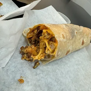 Steak, Egg and Cheese breakfast Burrito!
