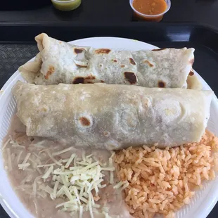 Two beef burritos