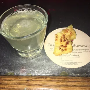 Pineapple shot with a brown sugar pineapple slice.....so good!!