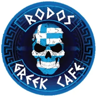 a skull with a greek flag on it