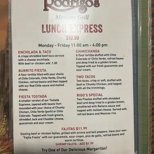 lunch menu June 2022