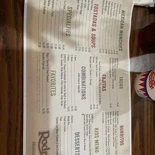 The menu