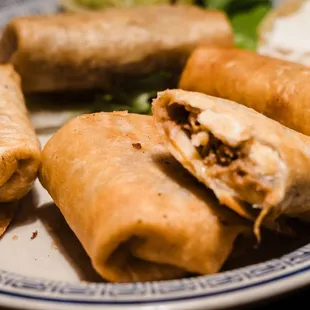 Chimichangitas with shredded beef.