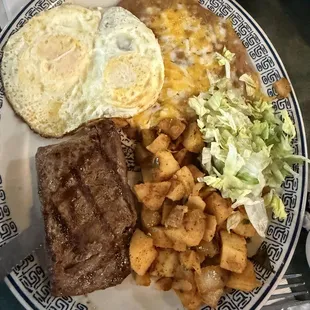 Carne asada and eggs