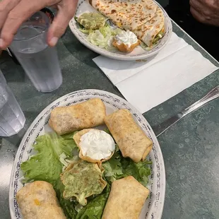 Beef Chimichanga and beef quessedilla happy hour menu