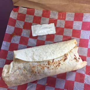 Damn good breakfast burrito the size of an airplane wing.