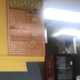Breakfast menu