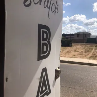 a sign for scratch bakery