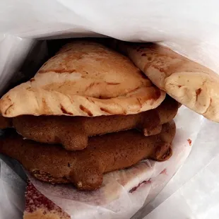 Pan fresh from the bakery trays.