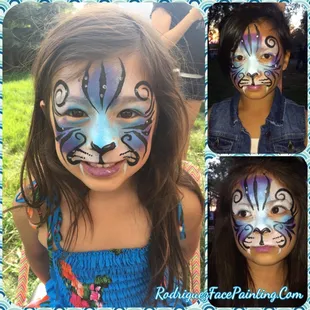 Sparkling Snow Tiger! This design was the girls favorite of the day! Must have painted over 15 tigers :)