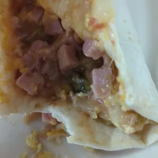 Ham breakfast burrito