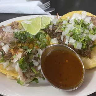 Carnitas and Barbacoa Tacos