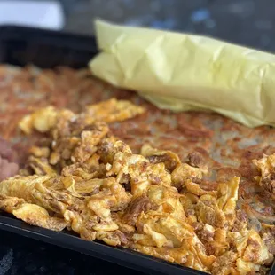 a tray of food