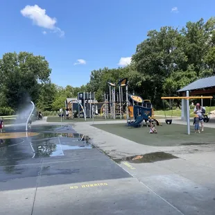 Playground with splash pad