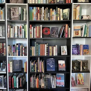 a bookshelf full of books